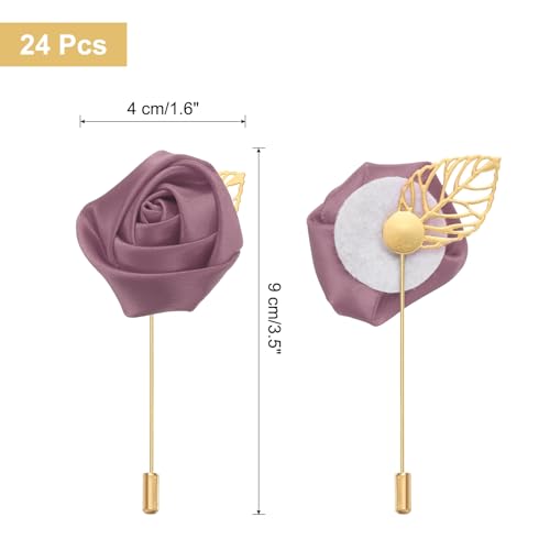 uxcell 24pcs SOYA Red Rose Boutonnieres Flower Buttonholes Pocket Boutonnieres Pins for Wedding Ceremony Anniversary Prom Formal Dinner Party - color: Soya Red