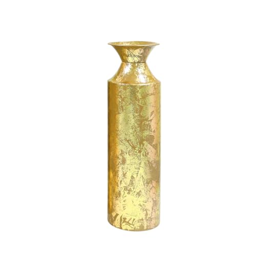 Hosley 16" High Gold Metal Decorative Tall Floor Vase - Metallic Centerpiece Vases for Floral Arrangements Home Decoration - Flower Bucket Vases for Gift, Spa, Reiki Meditation Settings O5 - Set of 1 - color: Gold, size: 16" High