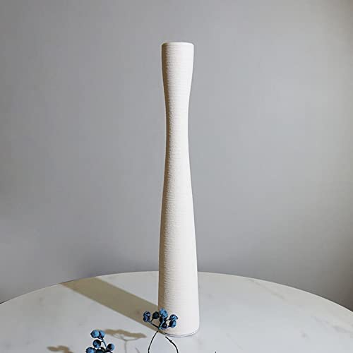 AETVRNI White Ceramic Vase,20" Tall Floor Vase,Modern Minimalist Slender Flowers Vases for Branches and Dried Flowers,Skinny Long Vases for Decorative Fireplace Bedroom Kitchen Living Room - color: White 50cm