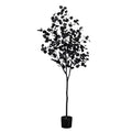 Nearly Natural 6ft Artificial Black Eucalyptus Halloween Tree - Modern Festive Decor for Spooky Atmosphere