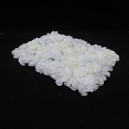 Gdrasuya10 6pcs Realistic Flower Wall Background Artificial Flowers Wall Backdrop Panel 3D Silk Rose Fake Flower Wall Panel Banquet Wedding Party Decor, Photography Background 60 x 40 cm - color: 6pcs, Ivory White