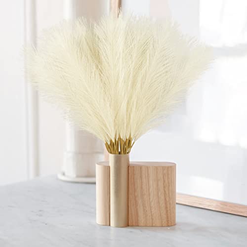 obbsie 50PCS Faux Pampas Grass, 21.6" Short Artificial Pompous Grass Floral Fake Pompas Grass Branches Vase Filler Flower Arrangement for Home Wedding Boho Decor, Beige - color: Beige, size: 50 PCS