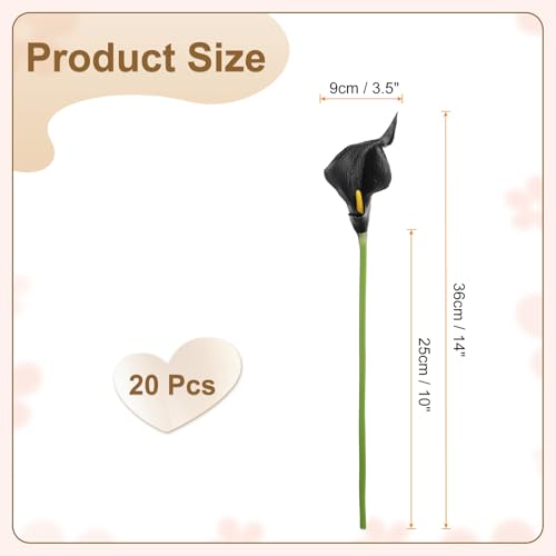HARFINGTON 20pcs Artificial Calla Lily Fake Silk Flowers Bouquet Real Touch for Home Garden Wedding Party Decoration, Black - color: Black