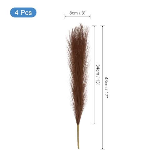 uxcell 4pcs Faux Pampas Grass 17 Inch 6 Stem Artificial Fake Dried Pampas Grass Decor for Floor Vase Filler, Wedding Decoration, Home Decoration, Brown - color: Brown
