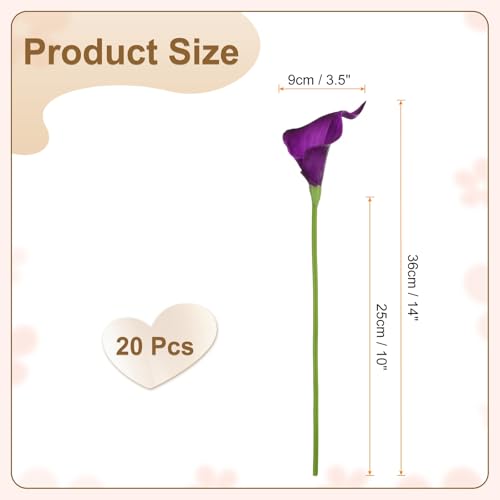 HARFINGTON 20pcs Artificial Calla Lily Fake Silk Flowers Bouquet Real Touch for Home Garden Wedding Party Decoration, Dark Purple - color: Dark Purple