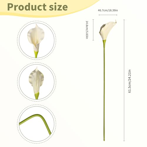 Calla Lily Artificial Flowers 22PCS 25" Real Touch Long Stem Faux Calla Lillies for DIY Wedding Bouquet Party Home Decor (Lovry White) - color: Lovry White