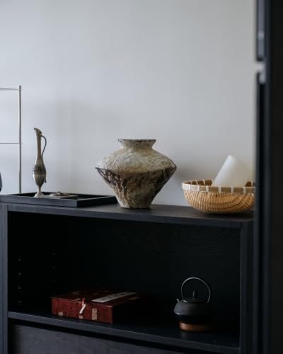 Large Rusty Ceramic Vase, Pottery Farmhouse Flower Vase for Centerpieces, Wabi Sabi Decorative Vase for Table, Living Room, Bedroom, Bathroom - color: Rust-short, size: Large