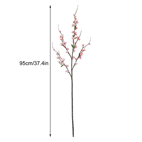 3PCS Artificial Peach Blossom Branches 37inch Long Stem Cherry Blossom Flowers Silk Cherry Blossom Branches for Wedding Office Party Hotel Yard Home Decor(pink) - color: Pink