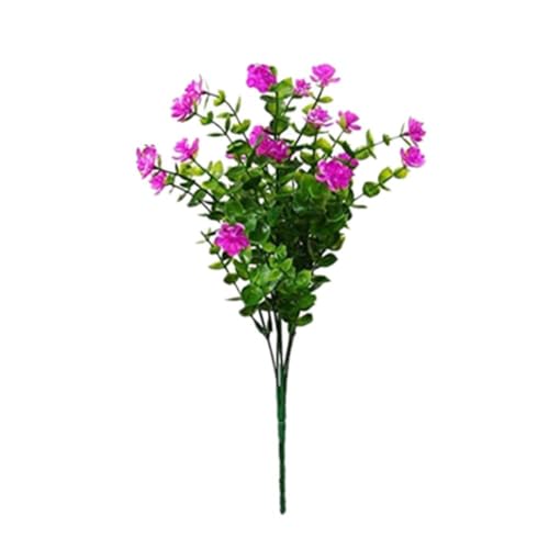 1 Pack 7-Fork Simulated Eucalyptus Roses, Green Potted Artificial Flowers, Home Decoration and Wall Decoration(Rose Pink) - color: Rose Pink