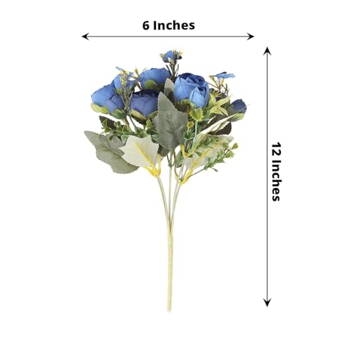 Efavormart 4 Pack 12 inch Navy Blue Artificial Mini Ranunculus Bouquets, Silk Persian Buttercup Faux Flower Arrangements for Modern Events and Creative DIY Crafts - color: Navy Blue