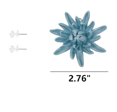 Ceramic Flower Wall Art, Artificial Flower Wall Sculpture，Handcrafted 3D Hanging Porcelain Flowers ,3D Wall Hanging Decor ,Porcelain Flower Wall Décor for Home，Hallway，Kitchen，Office (Blue,Chrysanthemum, 2.76") - color: Blue,Chrysanthemum, size: 2.76"