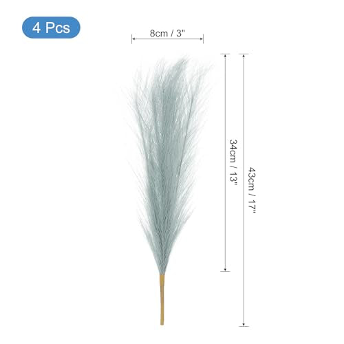 uxcell 4pcs Faux Pampas Grass 17 Inch 6 Stem Artificial Fake Dried Pampas Grass Decor for Floor Vase Filler, Wedding Decoration, Home Decoration, Dark Grey - color: Dark Grey