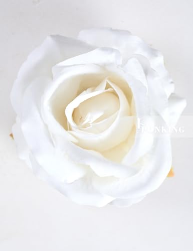 PONKING 3.5"(9cm) Rose Artificial Flower 12pcs Realistic Faux Silk Roses Fake Flowers Bouquets Arrangements Decor for Wedding Mother's Day, Home Table Christmas Valentine Decorations, White Flower - color: D 12pcs White Rose