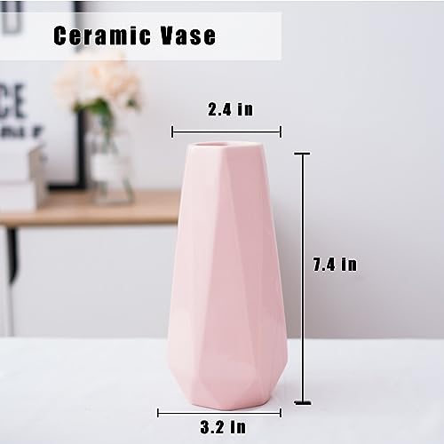 Ceramic Vase, 7.4 Inch for Pampas Calla Lily Tulip, Flower Vase Minimalism Style for Modern Table Shelf Home Decor, Fit for Housewarming, Weddings, Birthday, Christmas, Thanksgiving, New Year (Pink) - color: Pink