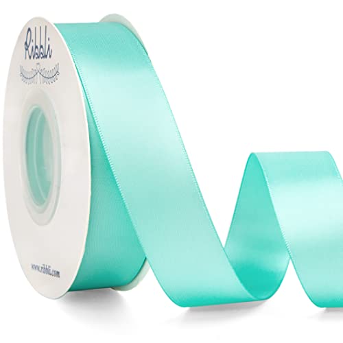 Ribbli Aqua Blue Double Faced Satin Ribbon,1” x Continuous 25 Yards,Use for Bows Bouquet,Gift Wrapping,Wedding Decoration - color: Blue Aqua, size: 1 inch