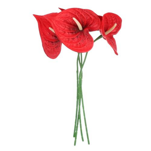 uxcell 4Pcs 11inch Artificial Anthurium Lily Flowers, Permanent Flower Bouquet for Home Arrangements Wedding Festival Decoration Crafts Store Decor Accessories, Dark Red - color: Dark Red