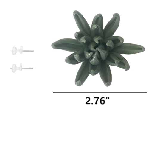 Ceramic Flower Wall Art, Artificial Flower Wall Sculpture，Handcrafted 3D Hanging Porcelain Flowers ,3D Wall Hanging Decor ,Porcelain Flower Wall Décor for Home，Hallway，Kitchen，Office (Dark Green，Chrysanthemum, 2.76") - color: Dark Green，Chrysanthemum, siz