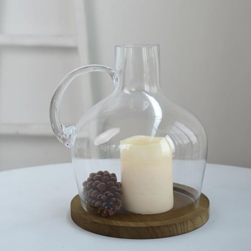 Efavormart 10" Heavy Duty Clear Glass Vases Candle Holder Centerpiece Vessel Jar with Wooden Base - color: Clear, size: 10‘’