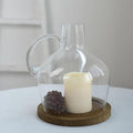 Efavormart 10" Heavy Duty Clear Glass Vases Candle Holder Centerpiece Vessel Jar with Wooden Base - color: Clear, size: 10‘’
