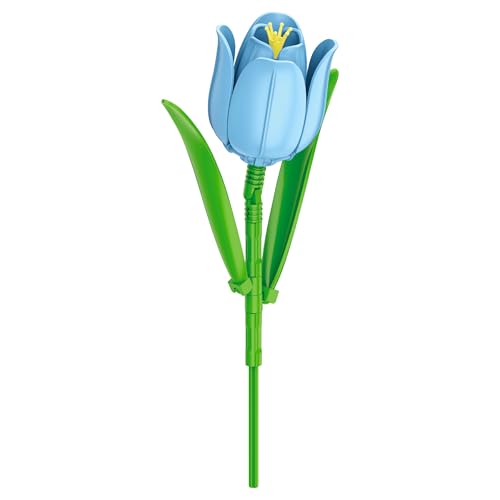 Brickcraft Bricktanicals Blue Tulip Brick Building Set, 37 Piece Single Stem Botanical Flower Model, Ages 8+, Collectible Brick Flower Build, Compatible with Brick Flowers, Spring Gift for Kids - style: Blue Tulip Spring