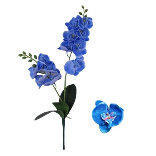 Corkwaw 50 Pcs Orchid Petals Artificial Decorations Orchids Heads Flowers Faux Silk Phalaenopsis Butterfly Flower Heads for Handmade DIY Home Wedding Party Decoration (Blue) - color: Blue