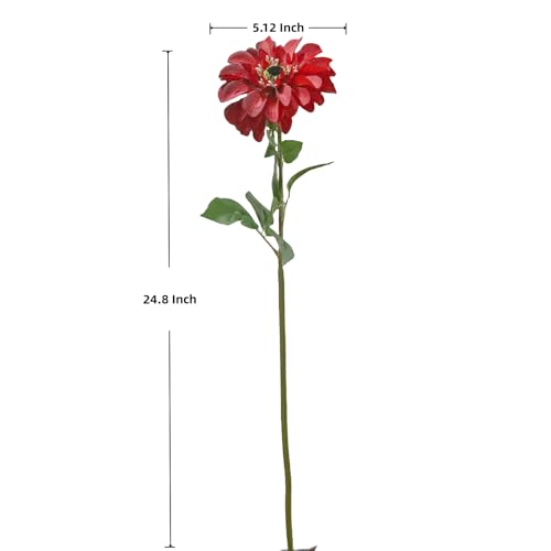 Artificial Chrysanthemums, Daisy Silk Flowers 6 Stems, Aster & Zinnia-Like Large Blooms in Gradient Colors, 24.8" Long Faux Marguerite for Indoor Outdoor Home Decor(Wine red) - color: Wine Red