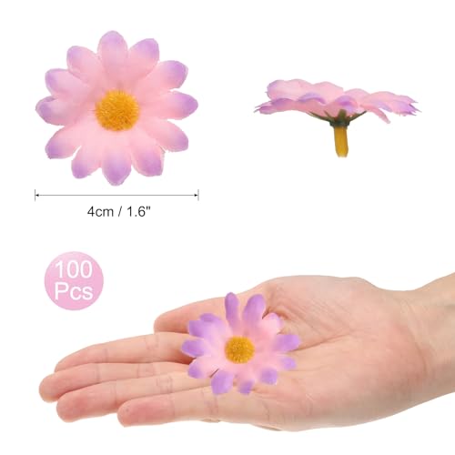 uxcell 100pcs Artificial Daisies Flower Heads,1.6" Silk Fake Daisies Heads Mini Daisies Artificial Flowers Bulk for DIY Wedding Bouquets Centerpieces Party Home Decorations, Orange/Purple - color: Orange/Purple