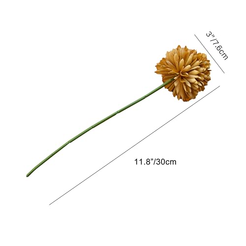 Mandy's 12pcs Artificial Light Brown Chrysanthemum | 11.8 inch Artificial Mums Flowers for Home Table Centerpiece Summer Decor Silk Flowers for Porch Patio and Wedding - color: Light Brown