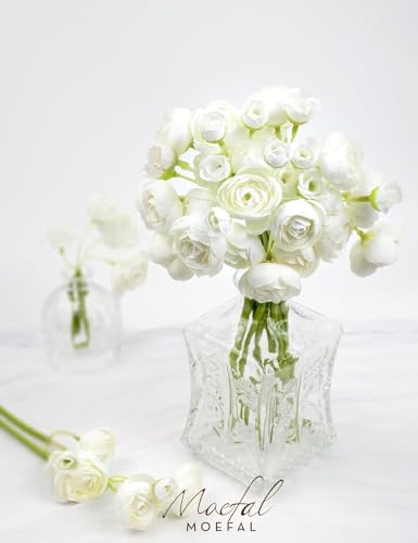 Ranunculus Artificial Flowers 18pcs, Faux Silk Mini Ranunculus Bulk Fake Wedding Filler Flowers for DIY Bouquets Centerpieces Bridal Shower Decorations Arrangements, Ivory White - color: Ivory White
