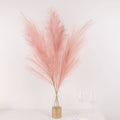 Tableclothsfactory 3 Stems | 44" Dusty Rose Artificial Pampas Grass Plant Sprays, Faux Branches Vase Flower Arrangement - color: Dusty Rose