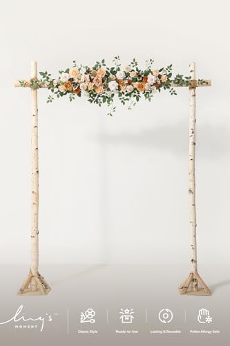 Ling's moment Wedding Arch Flowers - 6.5FT Floral Garland for Ceremony Arbor Backdrop Decoration - Artificial Rose Floral Swag for Sweetheart Table Birthday Party, Baby Shower, Cream Orange - color: Or-apricot & Peach