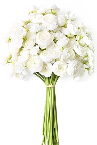 Waipfaru Ranunculus Artificial Flowers, 36Pcs 14In Fake Peonies Artificial Flowers, White Faux Flower for Vase Silk Flower Real Touch Faux Peony Bulk for DIY Wedding Bouquet Home Bridal Shower Decor - color: White, size: 36Pcs