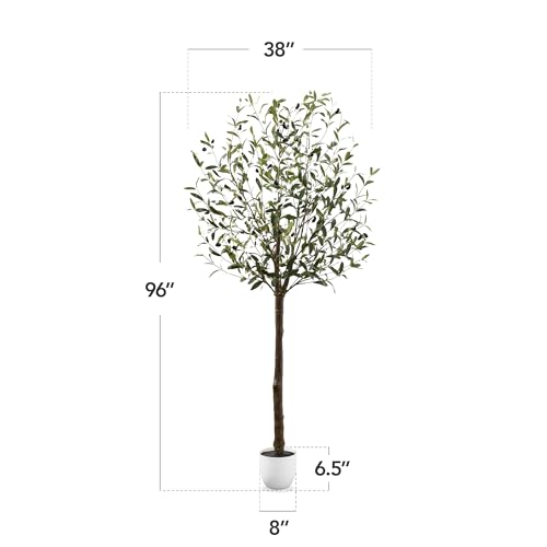 Best Choice Products 8Ft Artificial Olive Tree, Lifelike Faux Tree w/Planter Pot, Indoor Home Office Accent Decor Realistic Trunk, Fruit, Fake Plant - size: 8ft