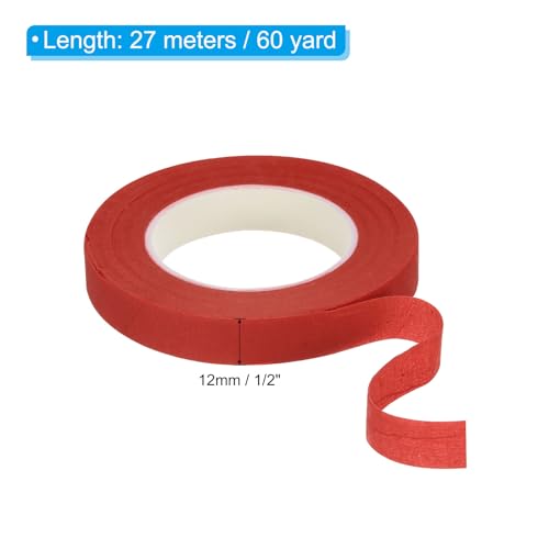 PATIKIL Floral Tape 1/2" x 30 Yard, 3 Pack Flower Wrap Adhesive Tape for Bouquet Stem Wrapping, Red - color: Red