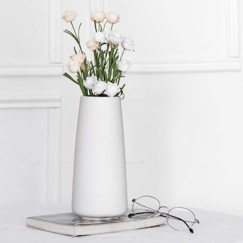 10" White Vase - Large White Ceramic Flower vase, Boho Vases for Pampas Grass, Minimalist Modern vases for Home Decor, Table Shelf Living Room Farmhouse Decor - color: Solid White, size: Super Big