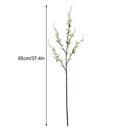 NFNSIG Artificial Peach Blossom Branches 37inch Long Stem Cherry Blossom Flowers Silk Cherry Blossom Branches for Wedding Office Party Hotel Yard Home Decor(White) - color: White