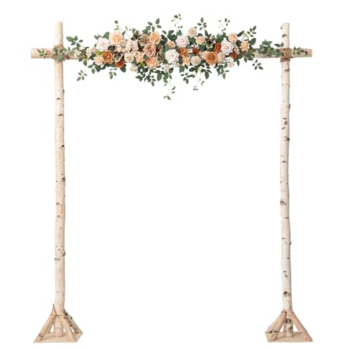 Ling's moment Wedding Arch Flowers - 6.5FT Floral Garland for Ceremony Arbor Backdrop Decoration - Artificial Rose Floral Swag for Sweetheart Table Birthday Party, Baby Shower, Cream Orange - color: Or-apricot & Peach