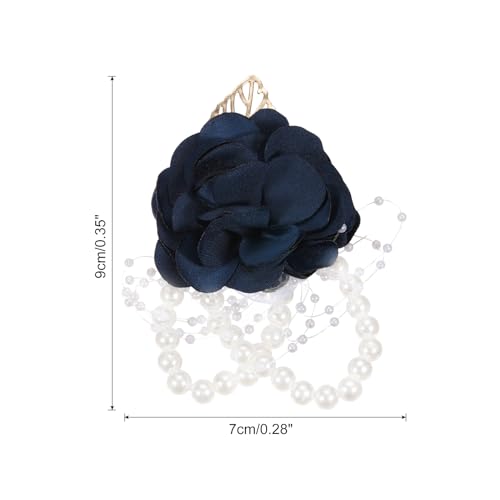 MECCANIXITY Wrist Corsage Artificial Flower Bracelets Pack of 1 Rose Wrist Bride Groom Decorative for Wedding Ceremony Prom Party Anniversary, 9x7cm Navy Blue - color: Navy Blue