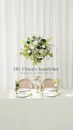 Ling's moment Fake Flowers Box, Faux Artificial Greenery Stems Foam Roses Dahlia Silk Ranunculus Fabic Flower for Centerpieces Bouquet Wedding Vase Decorations, Emerald & Tawny Beige, Grand Combo - color: Grn-emerald & Tawny Beige, size: Grand