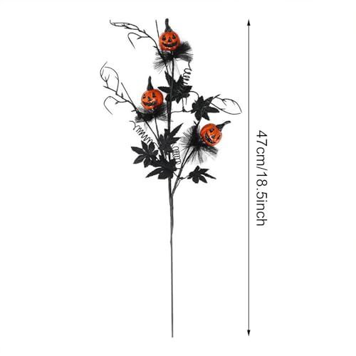 5Pcs Halloween Decor Flowers Picks, Gothic Artificial Branches with Pumpkin Maple Leaf Floral Stems for Vase, Halloween Decorations for Home Indoor Party