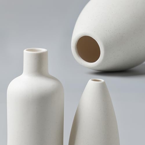 CEMABT White Ceramic Vase Set - 4 Small Unique Flower Vases for Centerpieces, Modern Home Decor - color: 4set-white