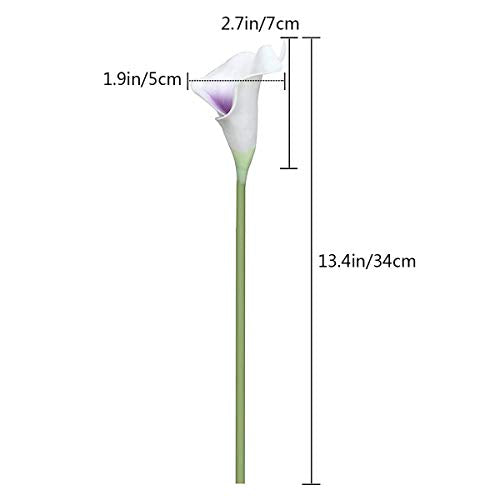Faylapa 20 Pcs Artificial Calla Lily Real Touch Flowes Fake Flowers Wedding Bouquets Home Floral Decorations (Purple Stamen) - color: Purple Stamen
