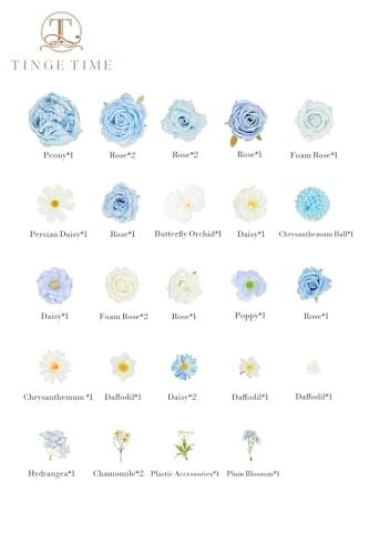 TINGE TIME Fake Flowers Artificial Flowers Peonies Bulbous Chrysanthemum Daisy Hydrangea Sunflower Violets Dahlia Daffodils Epiphyllum Orchid Cherry Blossom Camellia Leyaron (Light Blue) - color: Light Blue