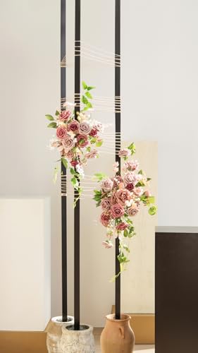 Ling's moment Fake Flowers Box, Faux Artificial Greenery Stems Foam Roses Silk Eucalyptus Fabic Flower for Centerpieces Bouquet Wedding Table Floral Vase Bridal Shower Party, Dusty Rose, Grand Combo - color: Pk-dusty Rose, size: Grand