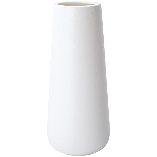D'vine Dev 11 Inch Ceramic Flower Vase Textured Finishing, Minimalist Design for Kitchen, Bedroom, Living Room, Centerpieces, Office, Ivory, VS-XH-A-2 - color: Ivory, size: 11 Inch