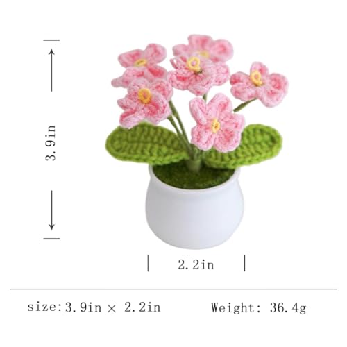 Artificial Crochet Flowers, Handmade Knit Floral Arrangements for Home Decor, Wedding Bouquet Centerpiece Gift for Mother’s Day, Birthday, Anniversary, Kitchen, Office Desk (Pink-A) - color: Pink-a