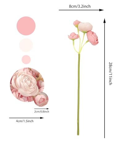 Ranunculus Artificial Flowers 18pcs, Faux Silk Mini Ranunculus Bulk Fake Wedding Filler Flowers for DIY Bouquets Centerpieces Bridal Shower Decorations Arrangements, Dusty Rose - color: Dusty Rose