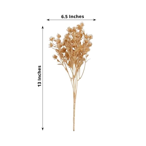 Efavormart 4 Pack 13 inch Metallic Gold Artificial Baby's Breath Flower Bouquet, Decorative Gypsophila Floral Bushes Sprays for Delicate Texture and Accents - color: Type22