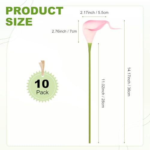 M METERXITY 10-Pack Pink Artificial Calla Lily Flowers,14 Inch Faux Calla Lily PU Bouquets Real Touch Faux Flowers for Home/Wedding/Christmas/Party - color: Pink