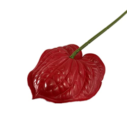 8pcs Artificial Anthurium Flower Branch 60cm 3D Printing Effect Faux Real Touch Single Stem per Piece Anthurium for Home Table Floral Decoration (red) - color: Red